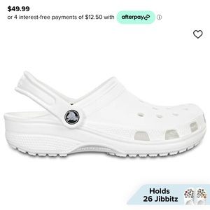 White Classic Clog Crocs (Womens US 8, Mens 6)
